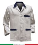 white work jacket with yellow inserts, polyester fabric and cotton RUBICOLOR.GIA.BIBL