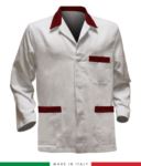 white work jacket with orange inserts, polyester fabric and cotton RUBICOLOR.GIA.BIR