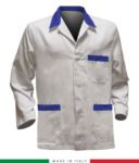 white work jacket with orange inserts, polyester fabric and cotton RUBICOLOR.GIA.BIAZ