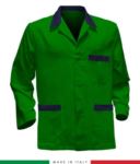 green work jacket with red inserts, polyester and cotton fabric
 RUBICOLOR.GIA.VEBRBL