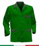 green work jacket with orange inserts, polyester and cotton fabric RUBICOLOR.GIA.VEBRGR