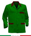 green work jacket with royal blue inserts, polyester and cotton fabric RUBICOLOR.GIA.VEBRR