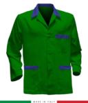 green work jacket with orange inserts, polyester and cotton fabric RUBICOLOR.GIA.VEBRAZ