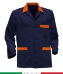 blue work jacket with black inserts, polyester fabric and cotton RUBICOLOR.GIA.BLA