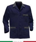 blue work jacket with yellow inserts, polyester fabric and cotton RUBICOLOR.GIA.BLGR
