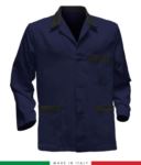 blue work jacket with yellow inserts, polyester fabric and cotton RUBICOLOR.GIA.BLN