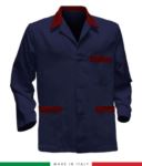 blue work jacket with red inserts, polyester fabric and cotton RUBICOLOR.GIA.BLR