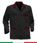 black work jacket with red inserts, polyester fabric and cotton RUBICOLOR.GIA.NER