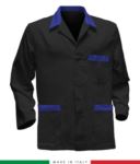 black work jacket with blue inserts, polyester fabric and cotton RUBICOLOR.GIA.NEAZ