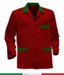 red / grey work jacket, made in Italy, 100% cotton massaua with two pockets RUBICOLOR.GIA.ROVEBR