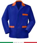 blue made in Italy work jacket, 100% cotton massaua and two pockets color royal blue/red RUBICOLOR.GIA.AZA