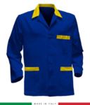 blue made in Italy work jacket, 100% cotton massaua and two pockets color royal blue/yellow RUBICOLOR.GIA.AZG