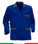 blue made in Italy work jacket, 100% cotton massaua and two pockets color royal blue/green RUBICOLOR.GIA.AZGR