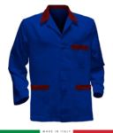 blue made in Italy work jacket, 100% cotton massaua and two pockets COLOR royal blue/grey RUBICOLOR.GIA.AZR