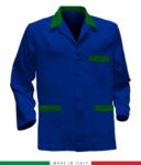 blue made in Italy work jacket, 100% cotton massaua and two pockets color royal blue/green RUBICOLOR.GIA.AZVEBR