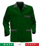 green work jacket with blue inserts made in Italy, 100% cotton massaua and two pockets RUBICOLOR.GIA.VEBGR