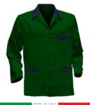 green work jacket with black inserts made in Italy, 100% cotton massaua and two pockets
 RUBICOLOR.GIA.VEBBL