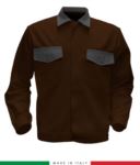 Two tone work jacket, Made in Italy. Two chest pockets. Possibility of customization. Color brown RUBICOLOR.GIU.MAGR