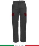 Multi-pocket two-tone work trousers, contrasting profiles, two front pockets, one back pocket, made in Italy, colour grey/navy blue
 RUBICOLOR.PAN.GRR