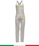 Two tone dungarees. Possibility of personalized production. Made in Italy. Multipockets. Color: white/yellow RUBICOLOR.SAL.BIG