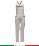 Two tone dungarees. Possibility of personalized production. Made in Italy. Multipockets. Color: white/grey RUBICOLOR.SAL.BIA
