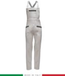 Two tone dungarees. Possibility of personalized production. Made in Italy. Multipockets. Color: white/grey RUBICOLOR.SAL.BIGR