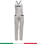 Two tone dungarees. Possibility of personalized production. Made in Italy. Multipockets. Color: white/grey RUBICOLOR.SAL.BIBL