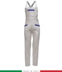 Two tone dungarees. Possibility of personalized production. Made in Italy. Multipockets. Color: white/royal blue RUBICOLOR.SAL.BIAZ