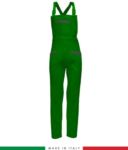 Two tone dungarees. Possibility of personalized production. Made in Italy. Multipockets. Color: bright green/orange
 RUBICOLOR.SAL.VEBRGR