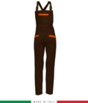 Two tone dungarees. Possibility of personalized production. Made in Italy. Multipockets. Color: brown/orange
 RUBICOLOR.SAL.MAA