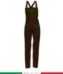 Two tone dungarees. Possibility of personalized production. Made in Italy. Multipockets. Color: brown/bright green RUBICOLOR.SAL.MAVEB