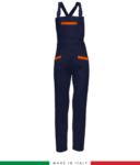 Two tone dungarees. Possibility of personalized production. Made in Italy. Multipockets. Color: navy blue/black RUBICOLOR.SAL.BLA