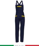Two tone dungarees. Possibility of personalized production. Made in Italy. Multipockets. Color: navy blue/royal blue RUBICOLOR.SAL.BLG