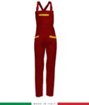 Two tone dungarees. Possibility of personalized production. Made in Italy. Multipockets. Color: red/black
 RUBICOLOR.SAL.ROG