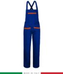 Two tone work dungarees. Possibility of personalized production. Made in Italy. Multipockets. Color: Royal blue/yellow RUBICOLOR.SAL.AZA