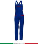 Two tone work dungarees. Possibility of personalized production. Made in Italy. Multipockets. Color: Royal blue/bright green RUBICOLOR.SAL.AZR