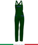 Two tone dungarees. Possibility of personalized production. Made in Italy. Multipockets. Color: bright green
 RUBICOLOR.SAL.VEBAZ