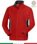 work sweatshirt long zip red with grey band made in italy JR989604.RO