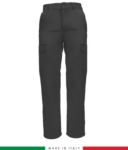 Multi-pocket two-tone work trousers, contrasting profiles, two front pockets, one back pocket, made in Italy, colour grey/ royal blue
 RUBICOLOR.PAN.GR