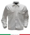 Two tone work jacket, Made in Italy. Two chest pockets. Possibility of customization. Color white/grey RUBICOLOR.GIU.BI