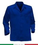 blue made in Italy work jacket, 100% cotton massaua and two pockets color royal blue/green RUBICOLOR.GIA.AZ