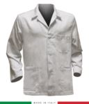 white work jacket with light blue inserts, polyester fabric and cotton RUBICOLOR.GIA.BI