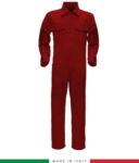 Two-tone ful jumpsuit , shirt collar, central covered zip, elasticated wais. Possibility of personalized production. Made in Italy. Color red RUBICOLOR.TUT.RO