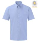 man short sleeve work uniform shirt Oxford Blue color X-F65112.BLUOXFORD