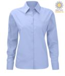 Blue women long sleeved polyester and cotton shirt  X-F65002.BLUOXFORD