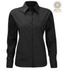Blue women long sleeved polyester and cotton shirt  X-F65002.NE