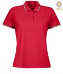 Women Shortsleeved polo shirt with italian piping on collar and cuffs, in cotton. Colour red JR989694.RO