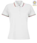 Women Shortsleeved polo shirt with italian piping on collar and cuffs, in cotton. Colour red JR989695.BI