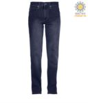 Elastic work trousers in jeans, multi-pocket, deep blue colour PAMUSTANG.BLU