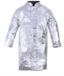 One-layer unlined approach coat, Korean collar, velcro closure, silver colour, certified EN 11612:2009
 POAM10